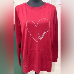 C. Wonder Maroon 'Amore' Embroidered Women's Long Sleeve Tunic